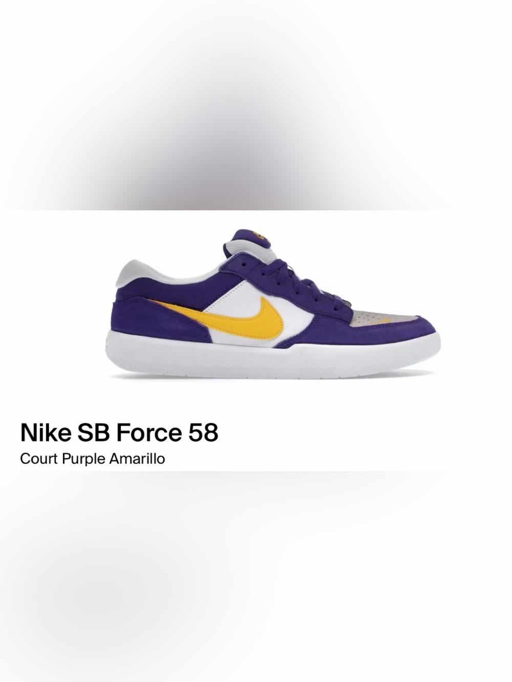 Nike SB Force 58 Court Purple Yellow and White